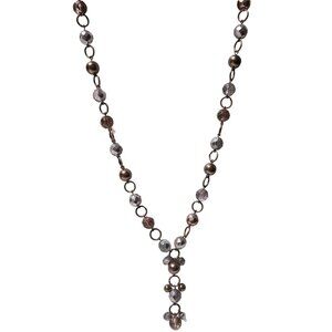 Vintage Elegant Bronze Crystal Beaded Y Lariat Necklace Fashion Jewelry Women